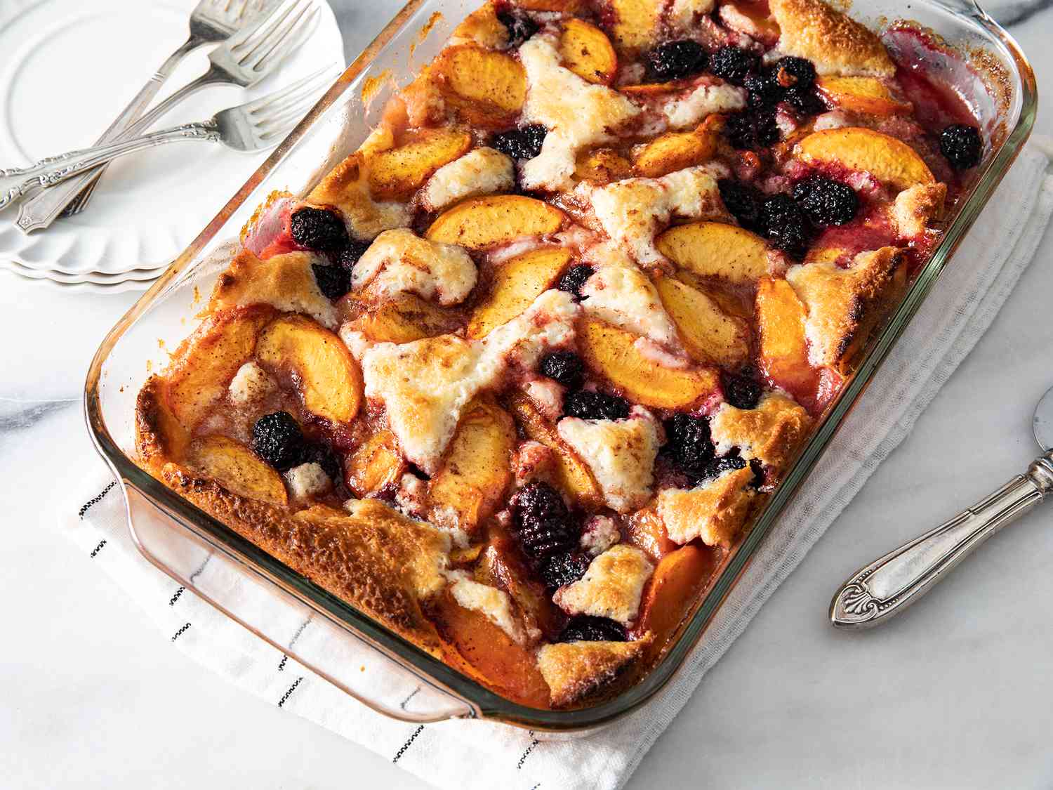 Peach Cobbler with Blackberries